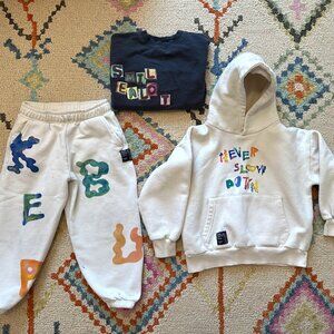 Zara Kids "Never Slow Down" Alphabet Tee, Sweatshirt & Jogger Set